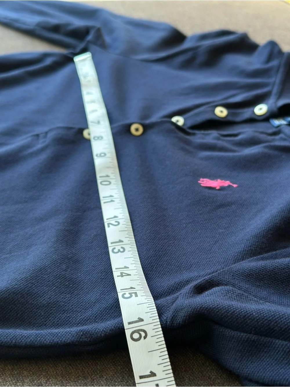 Ralph Lauren Girls Polo Dress Navy Ruffle Stripe Hem XL 16